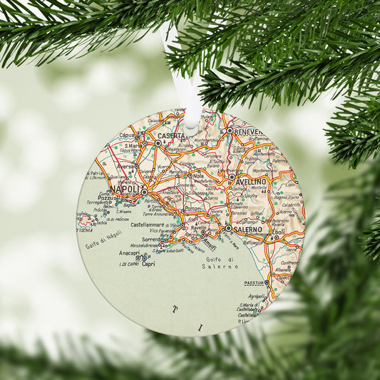 Amalfi Coast Italy Vintage Map Ornament