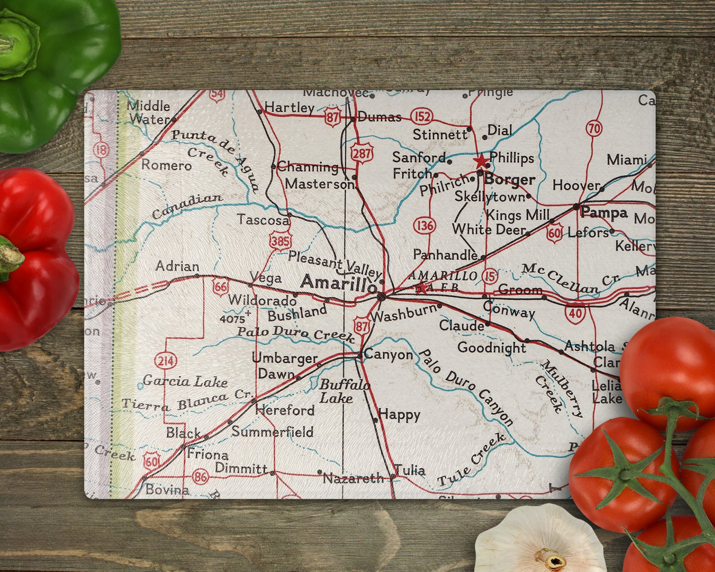Amarillo Texas Map Cutting Board | Travel Gift | Kitchen Decor