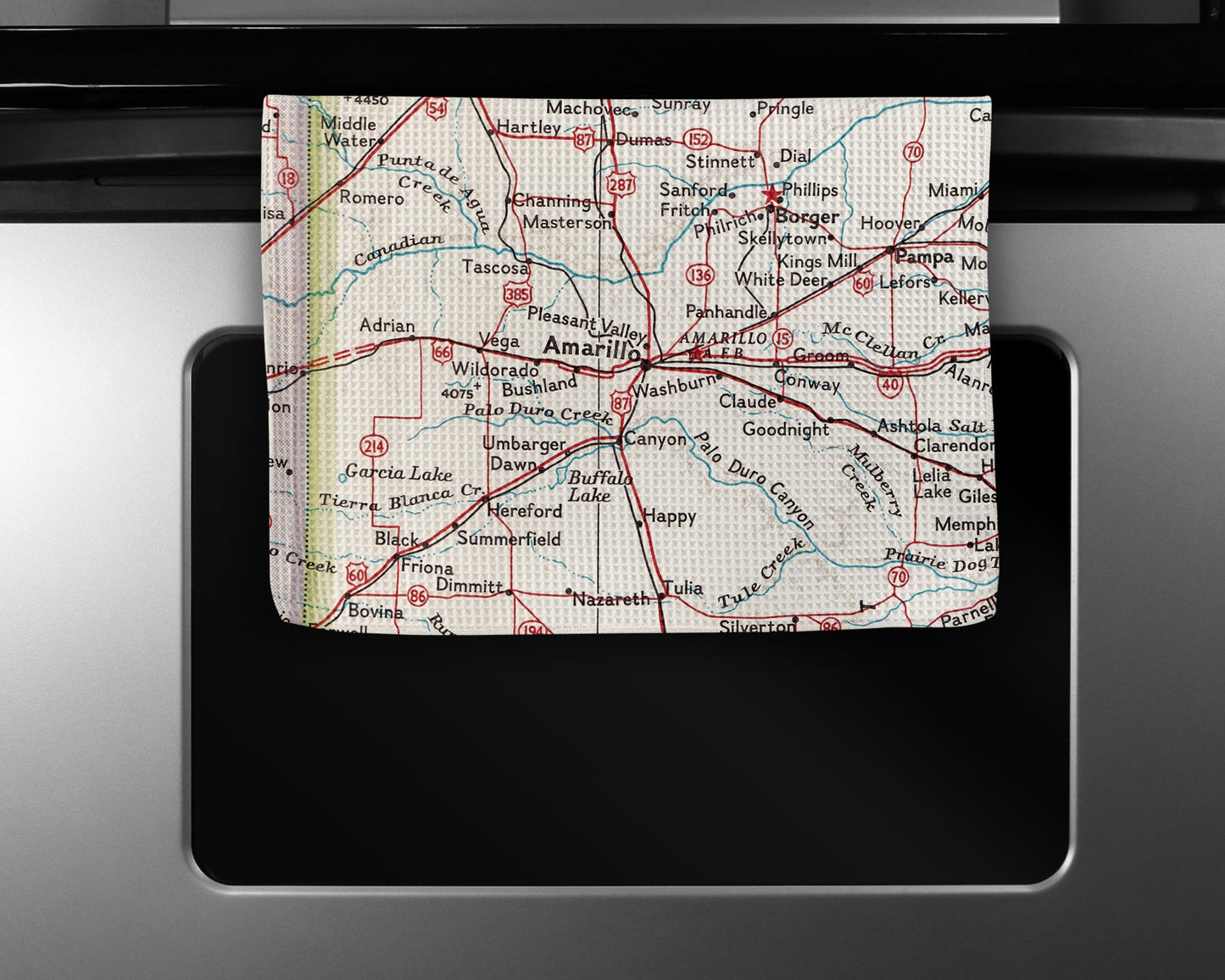 Amarillo Texas Map Tea Towel | Waffle-Weave Kitchen Towel Gift