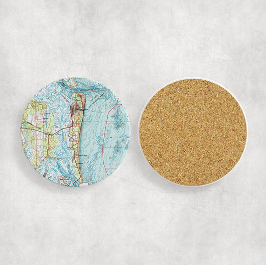 Amelia Island Florida Map Coasters | Set of 4 Vintage Amelia Island Florida Drink Coasters | Travel-Inspired Home Decor
