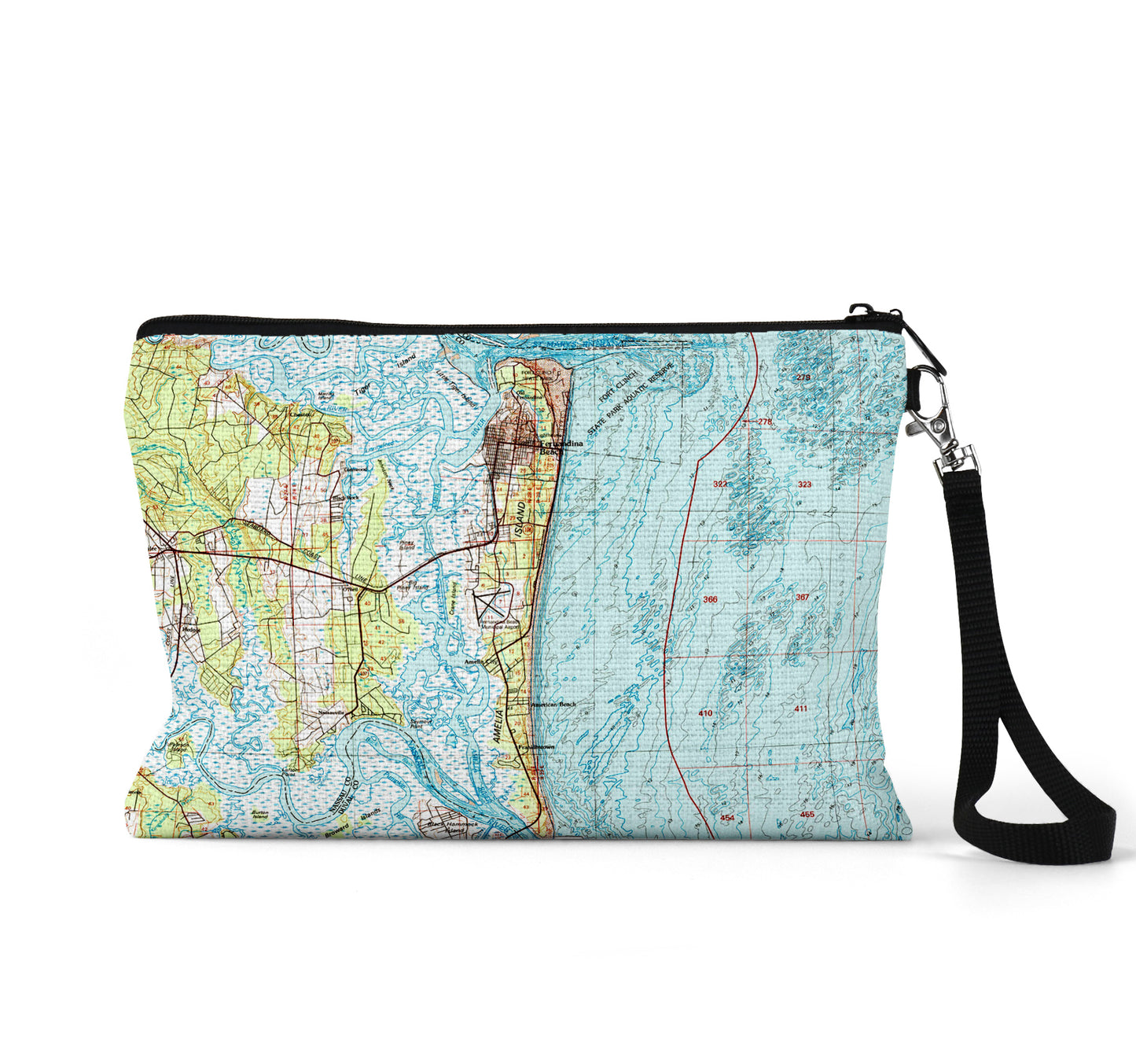 Amelia Island Florida map wristlet travel pouch