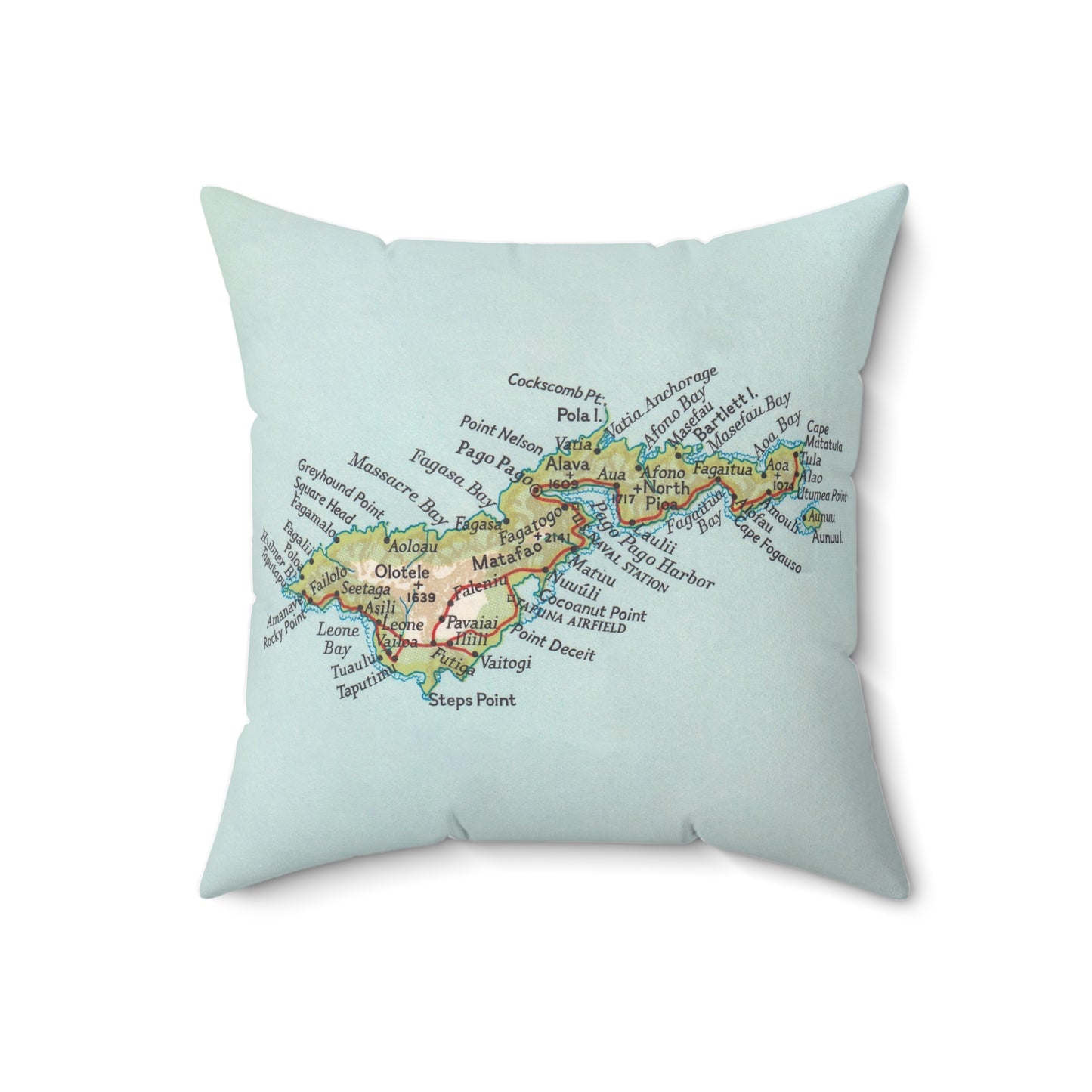 American Samoa vintage map throw pillow front view