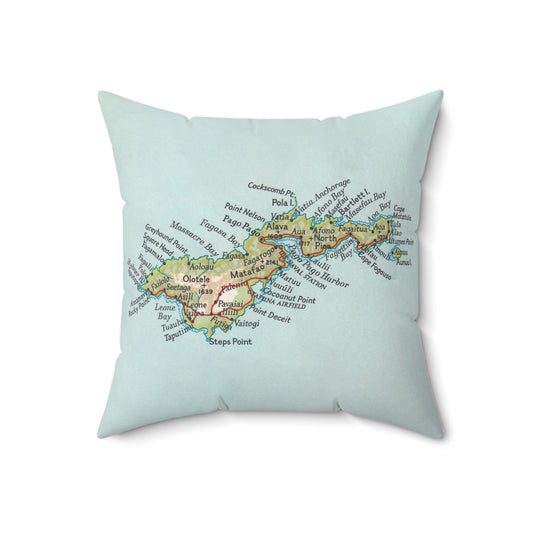 American Samoa vintage map throw pillow front view