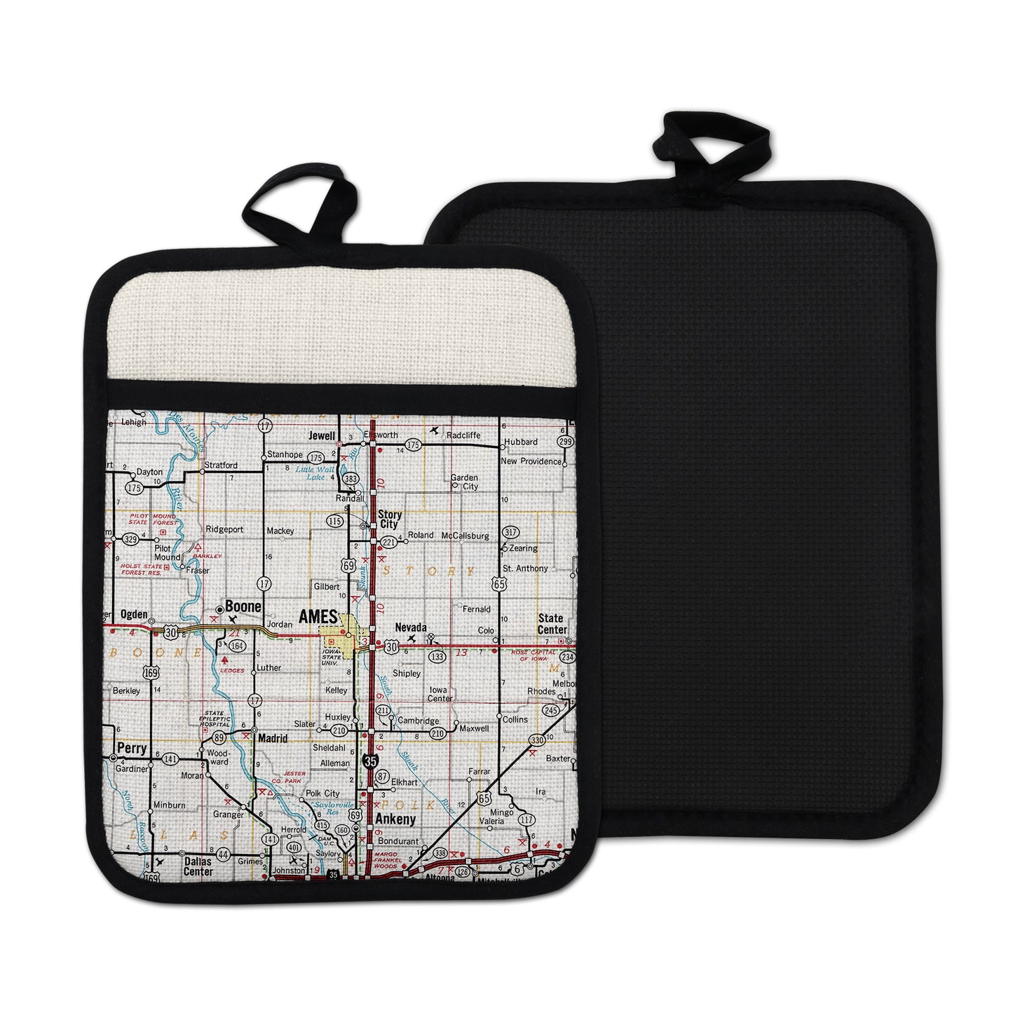 Ames Iowa Map Hot Pad | Vintage Ames Iowa Kitchen Pot Holder | Travel Gift