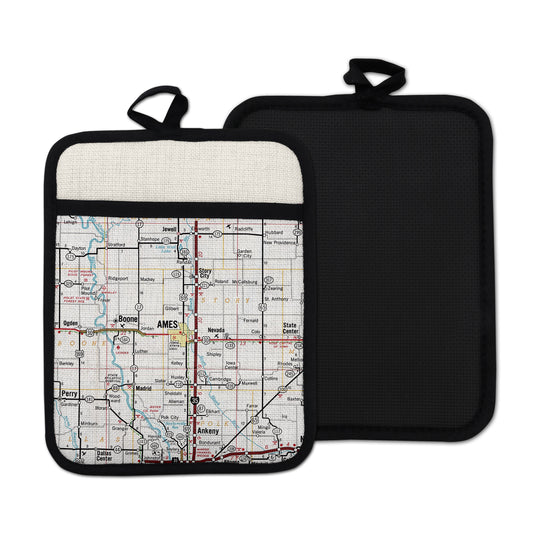 Ames Iowa vintage map hot pad