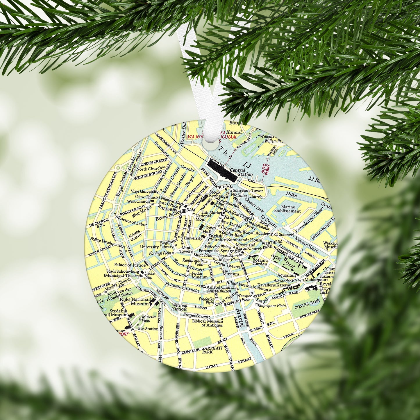 Amsterdam Netherlands Vintage Map Ornament