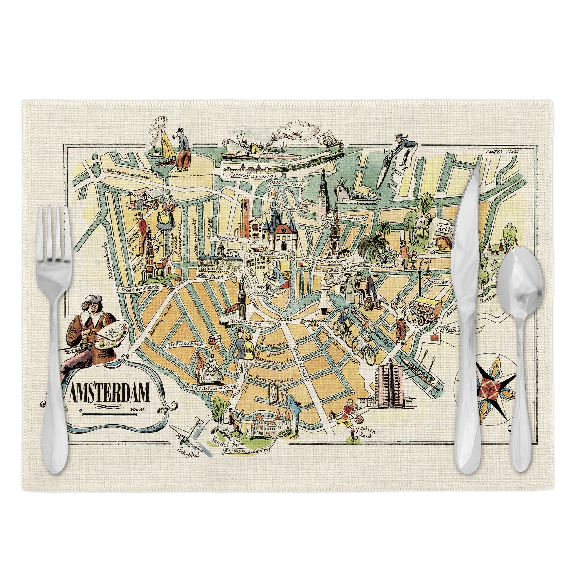 Amsterdam Netherlands Vintage Map Placemats Set of 4