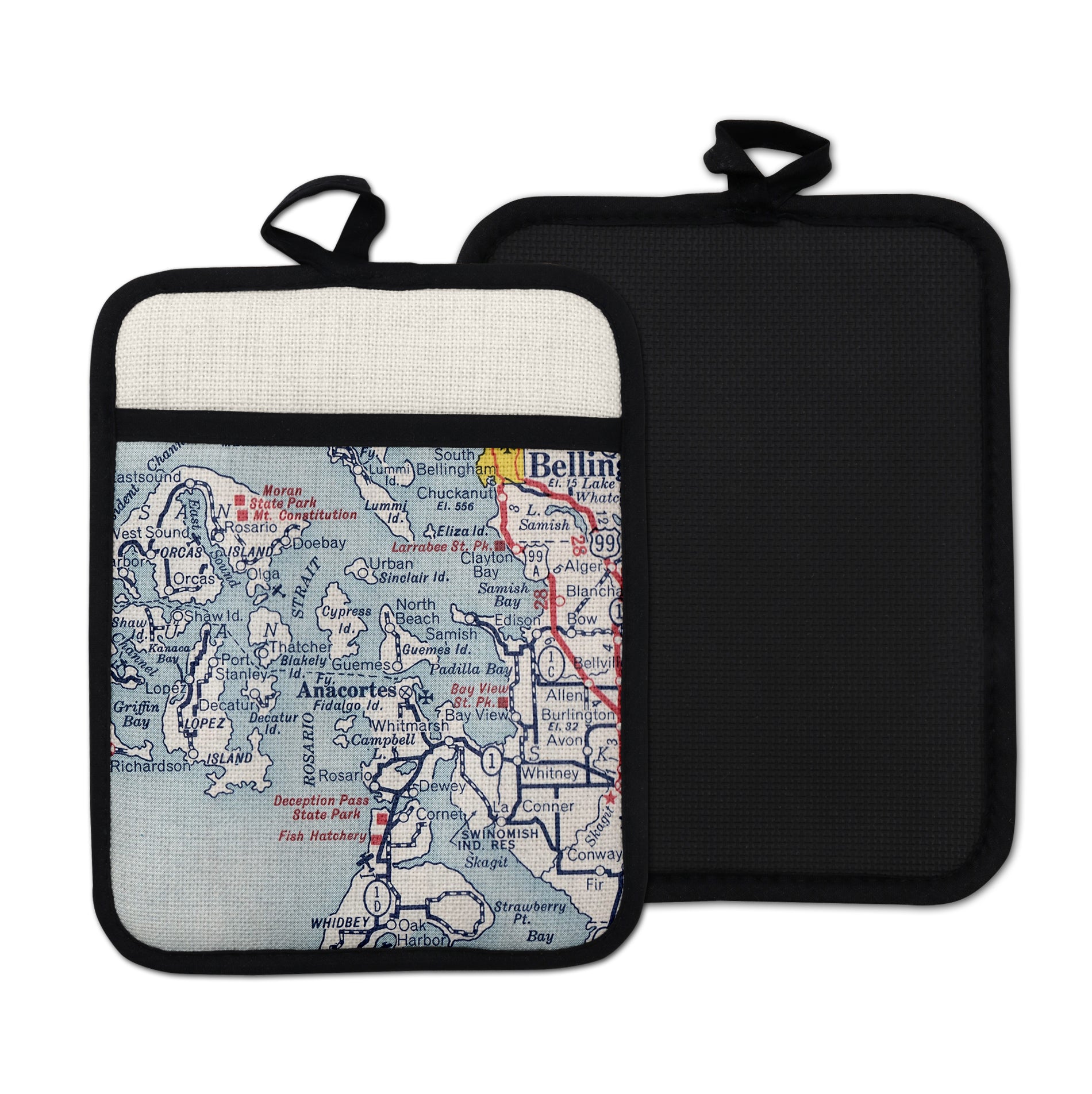 Anacortes Washington vintage map hot pad