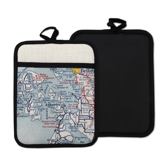Anacortes Washington vintage map hot pad
