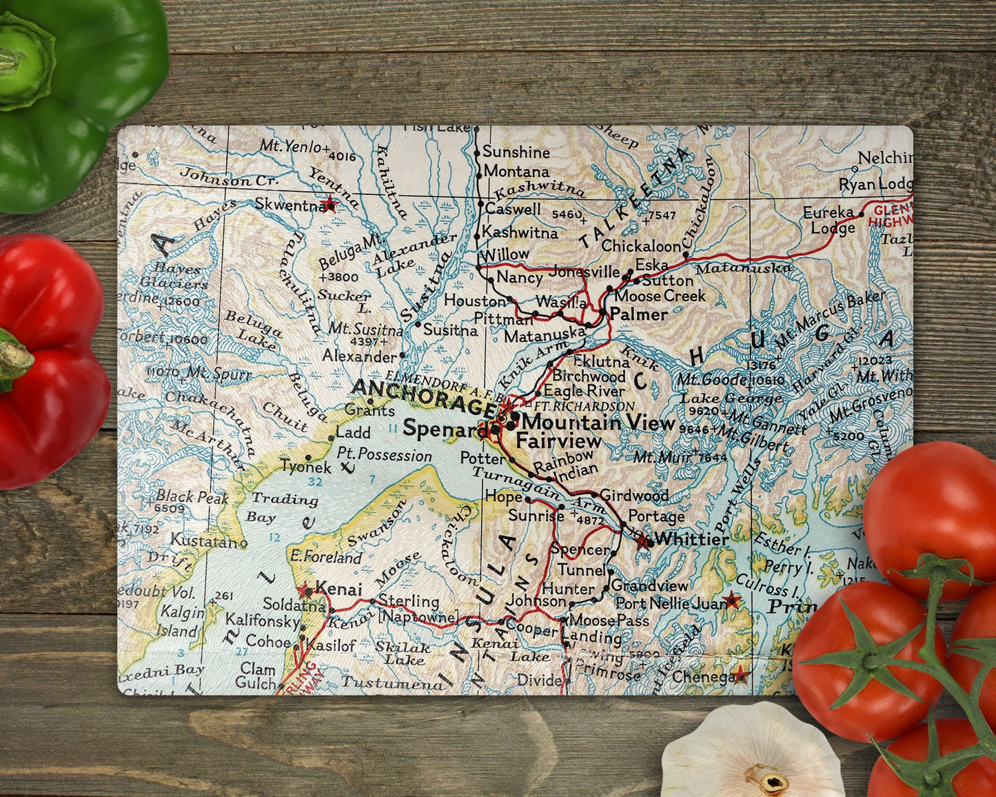 Anchorage Alaska Map Cutting Board | Travel Gift | Kitchen Decor