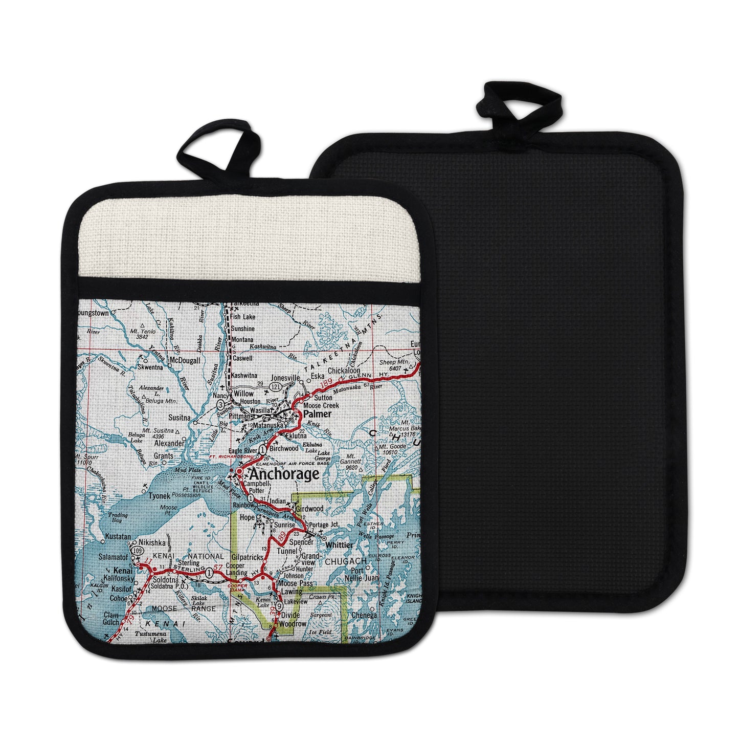 Anchorage Alaska Map Hot Pad | Vintage Anchorage Alaska Kitchen Pot Holder | Travel Gift