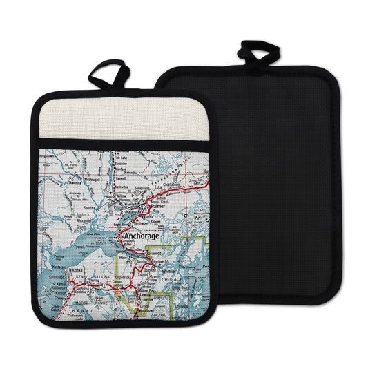 Anchorage Alaska vintage map hot pad