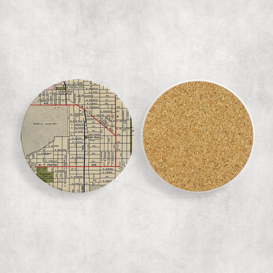 Andersonville Chicago Map Coasters | Set of 4 Vintage Andersonville Chicago Drink Coasters | Travel-Inspired Home Decor
