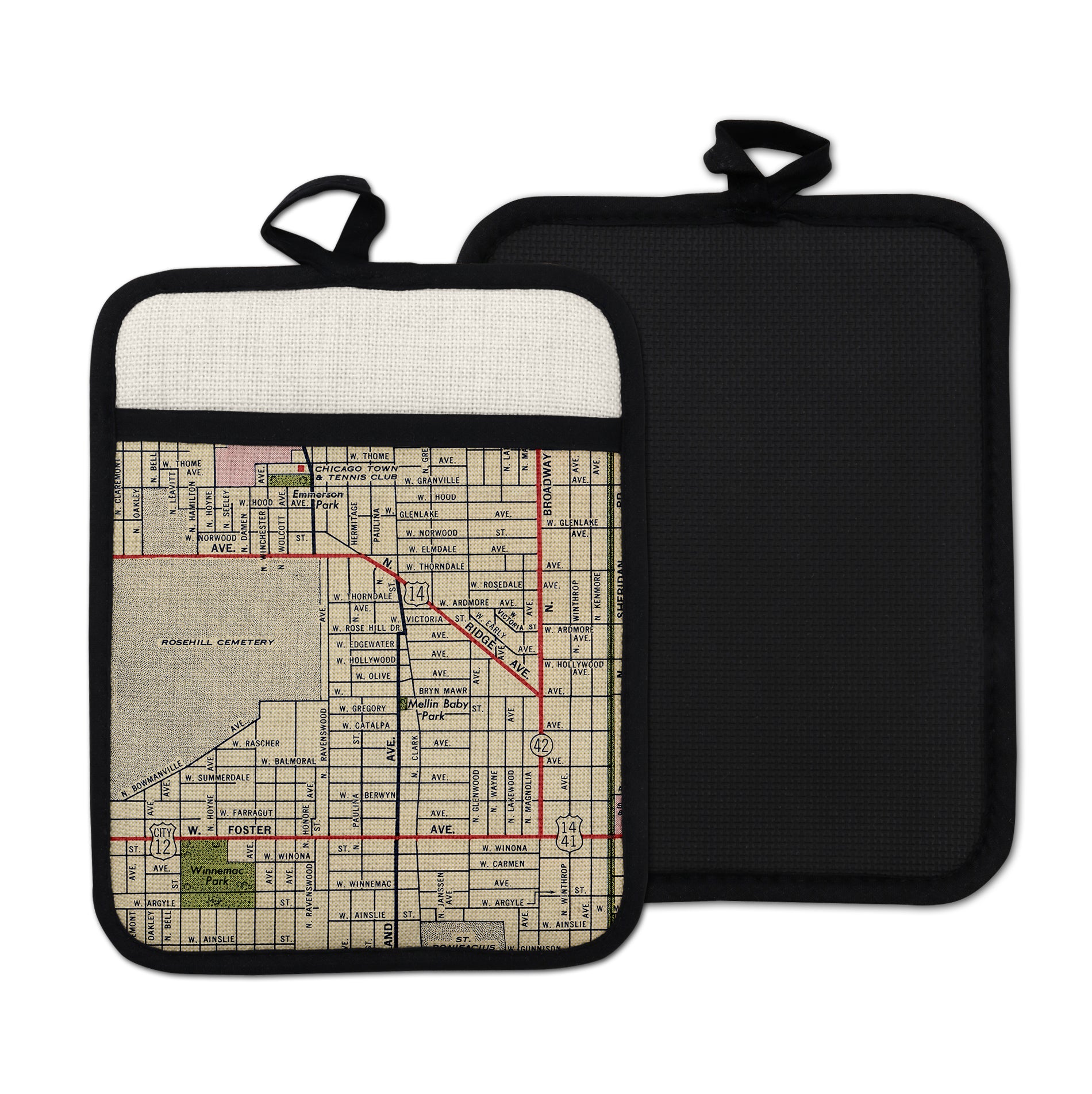 Andersonville Chicago vintage map hot pad kitchen decor