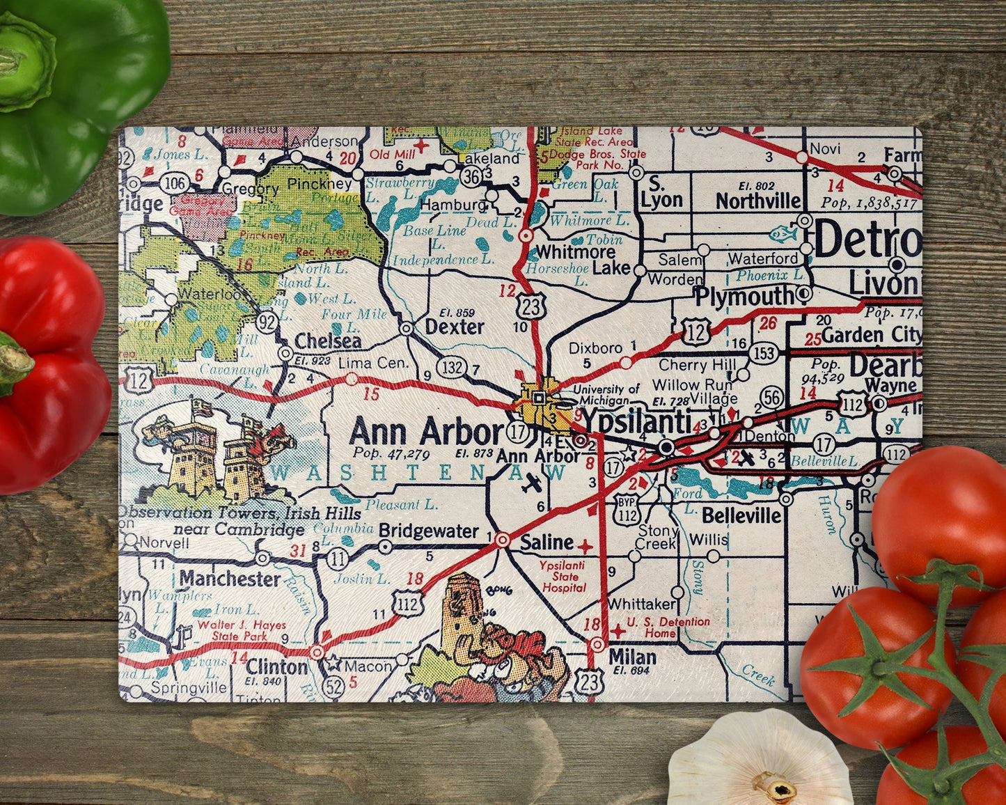 Ann Arbor Michigan Map Cutting Board | Travel Gift | Kitchen Decor