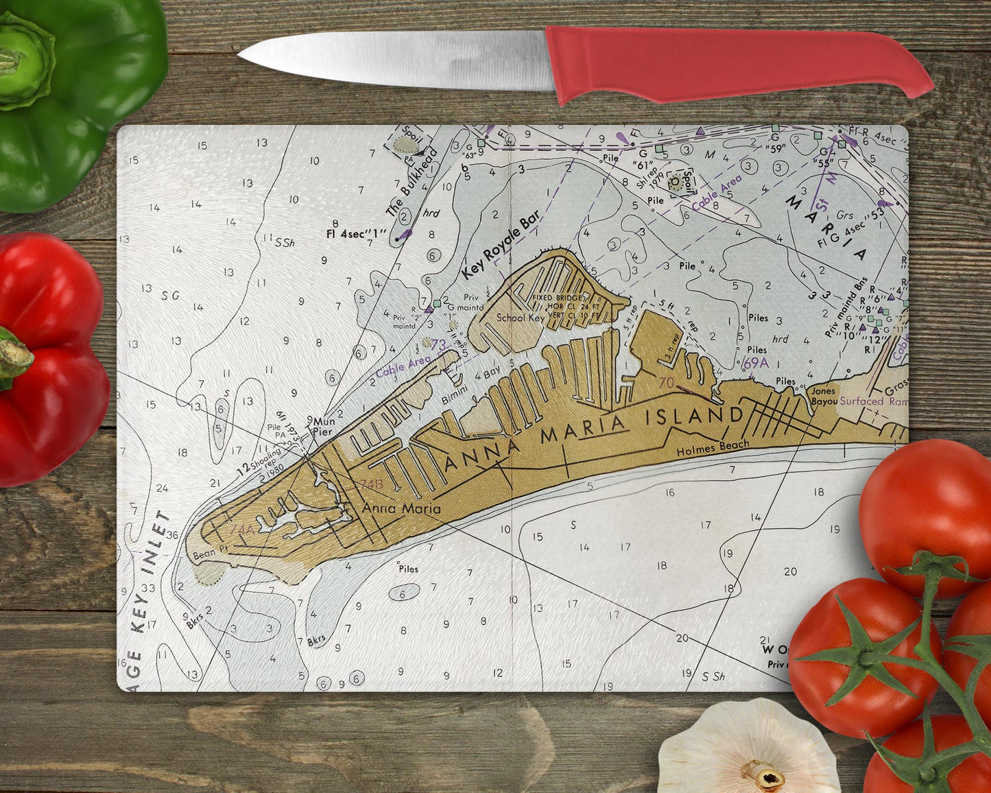 Anna Maria Island Florida Map Cutting Board | Travel Gift | Kitchen Decor