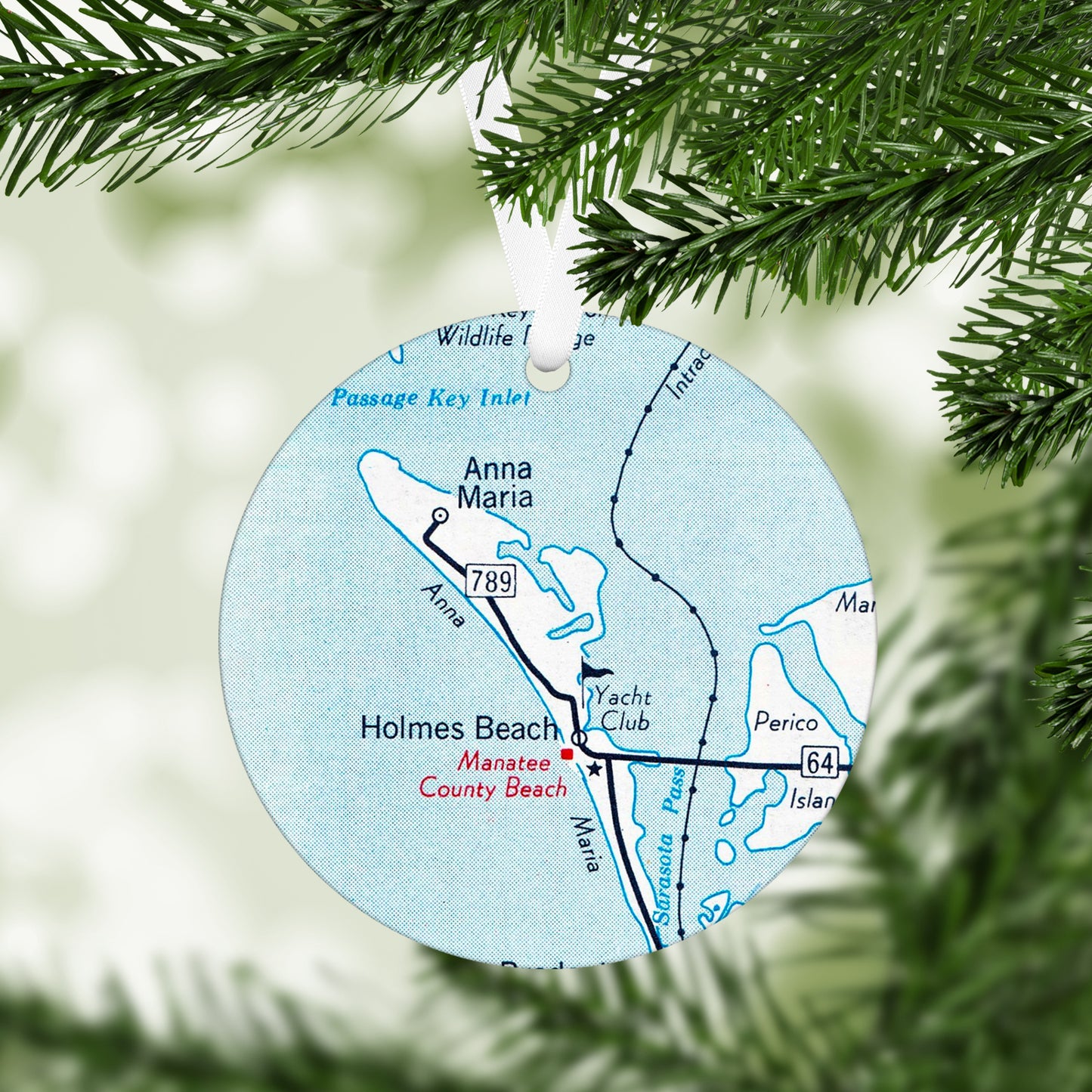 Anna Maria Island Florida Vintage Map Ornament