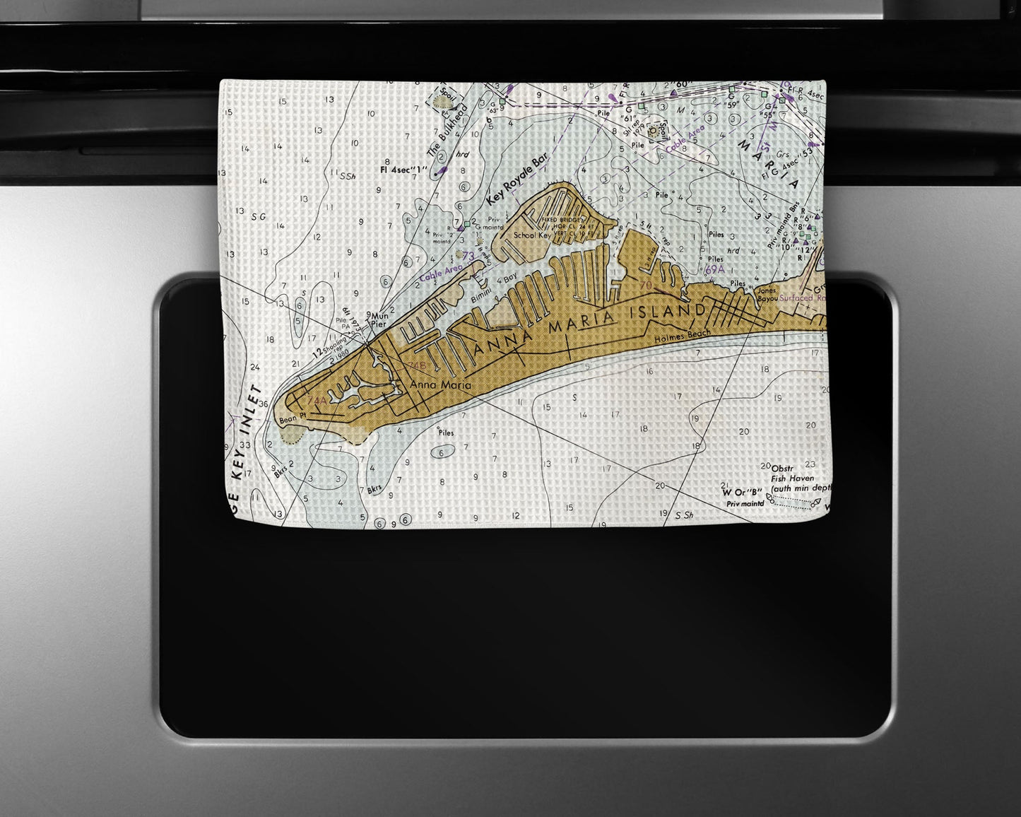 Anna Maria Island Florida Map Tea Towel | Waffle-Weave Kitchen Towel Gift