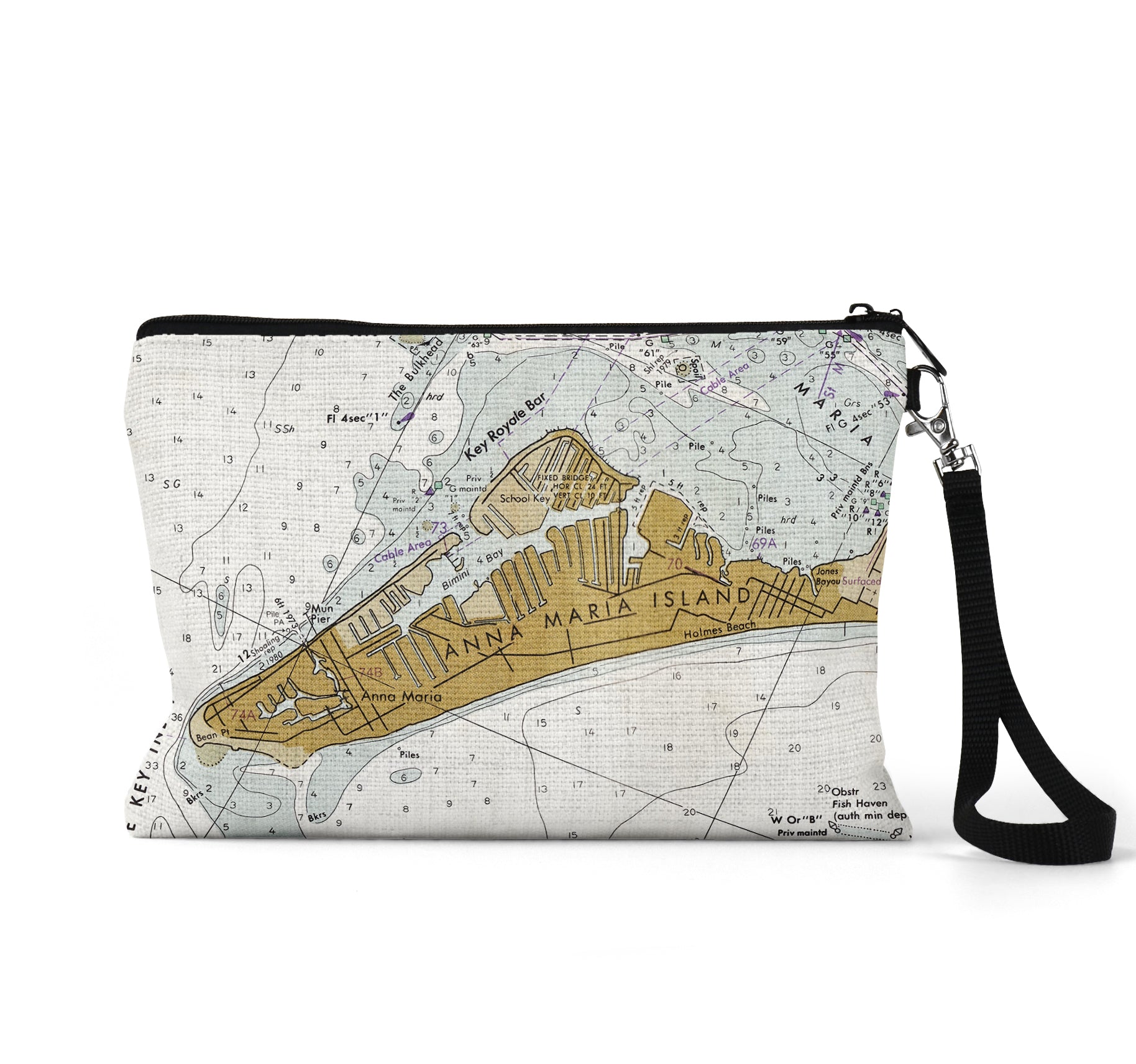 Anna Maria Island Florida map wristlet travel pouch