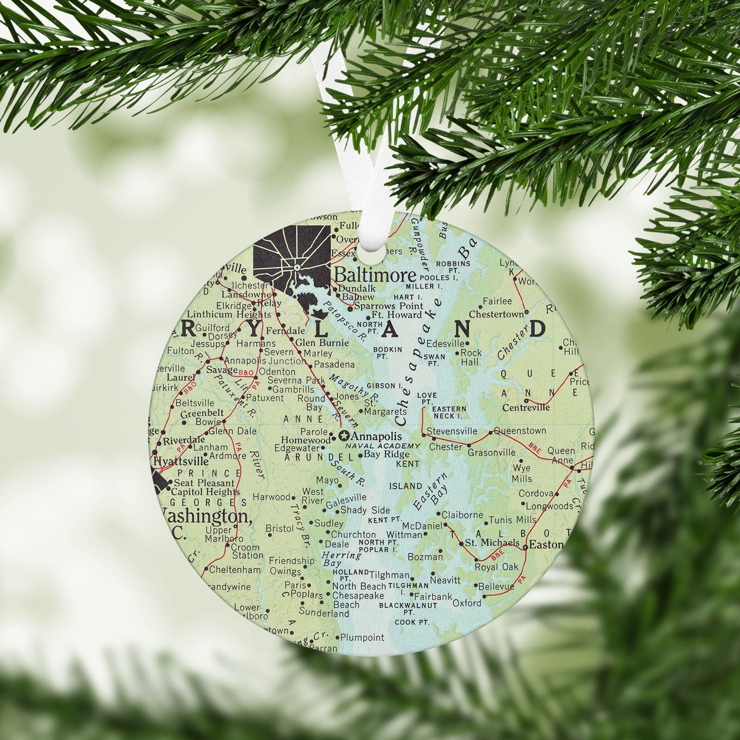 Annapolis Maryland Vintage Map Ornament