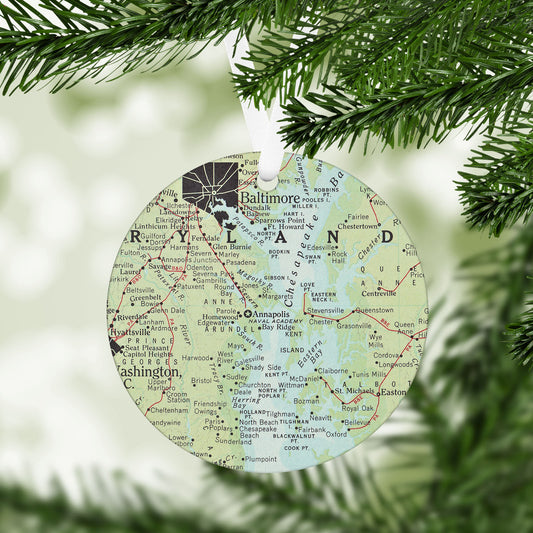 Annapolis Maryland Vintage Map Ornament