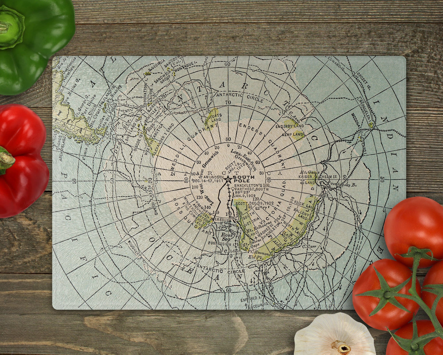 Antarctica Map Cutting Board | Travel Gift | Kitchen Decor