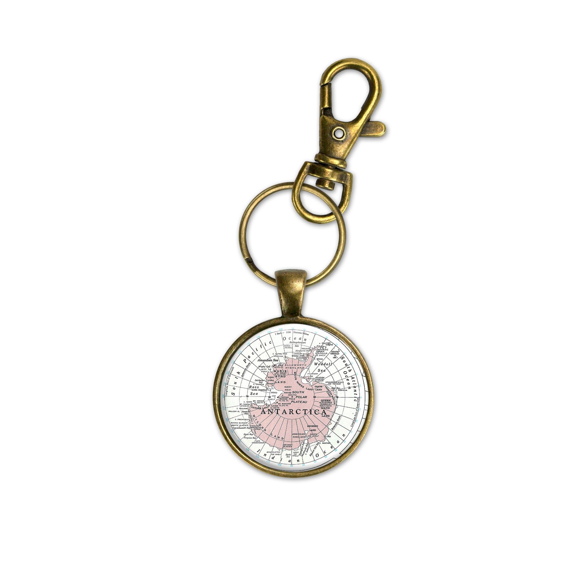 Antarctica Vintage Map Keychain
