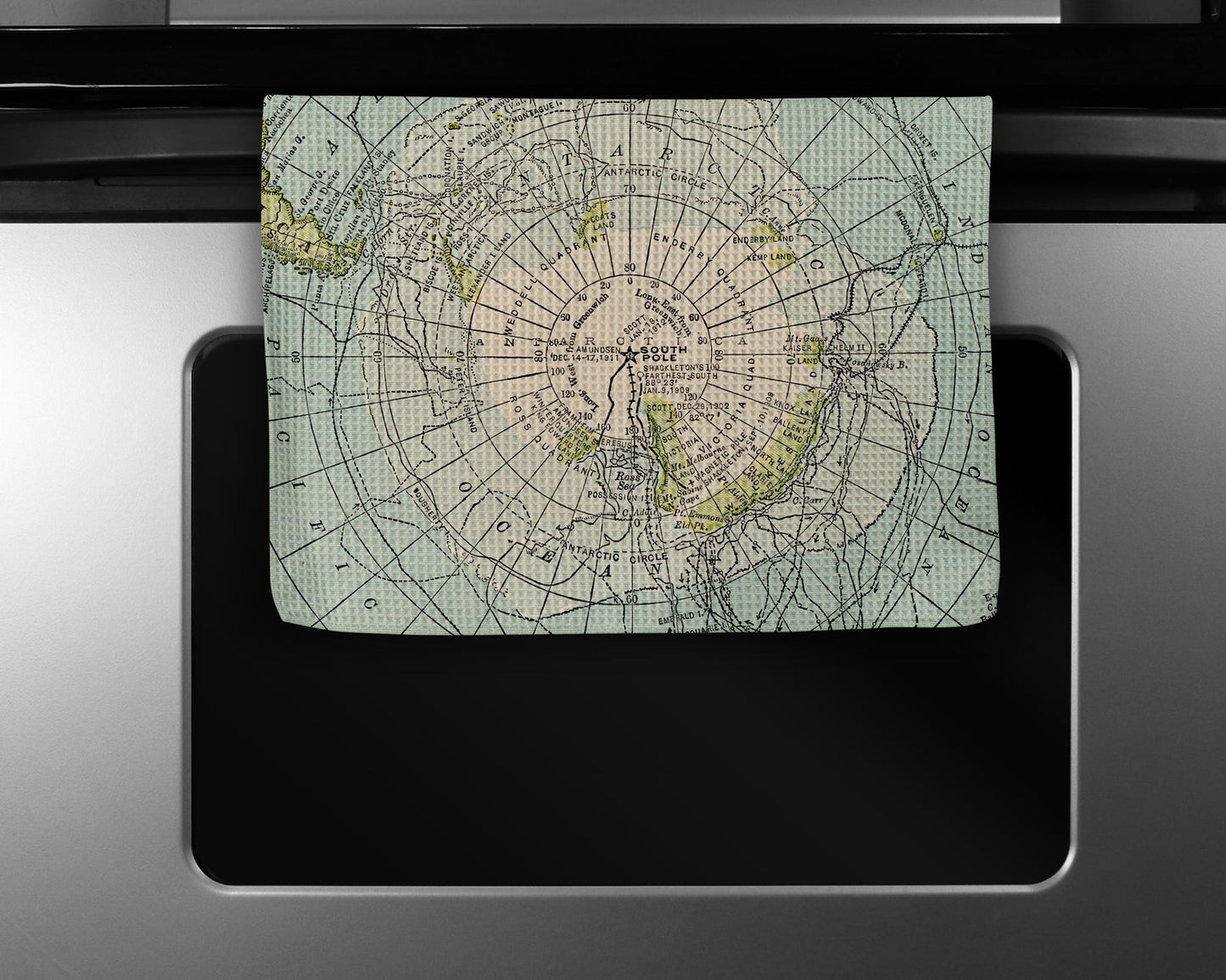 Antarctica Map Tea Towel | Waffle-Weave Kitchen Towel Gift