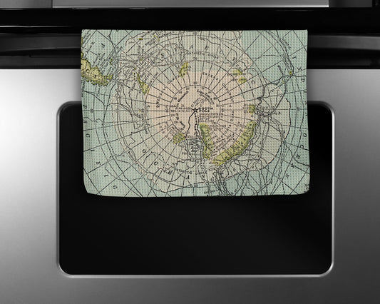 Antarctica Map Tea Towel | Waffle-Weave Kitchen Towel Gift