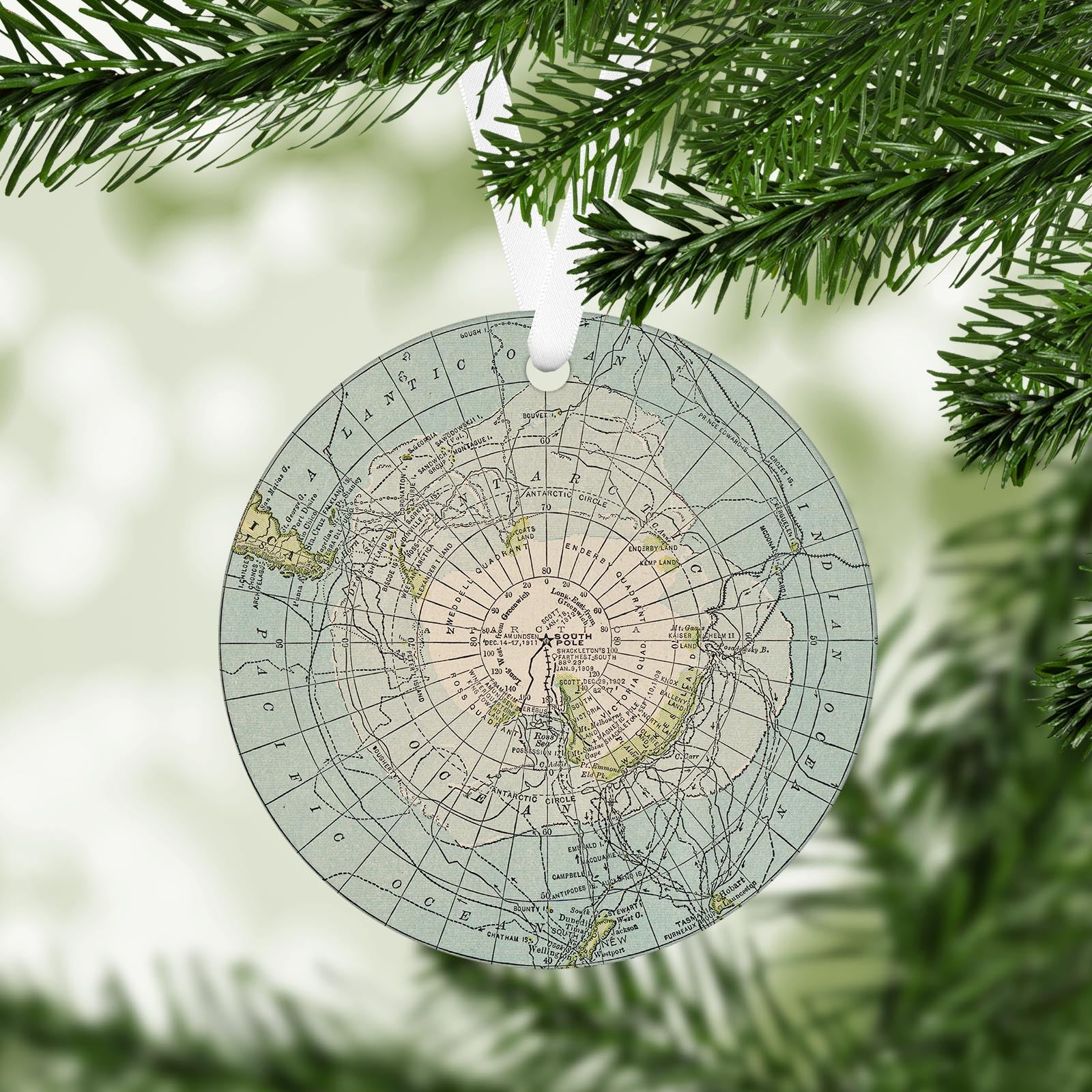 Antarctica Vintage Map Ornament