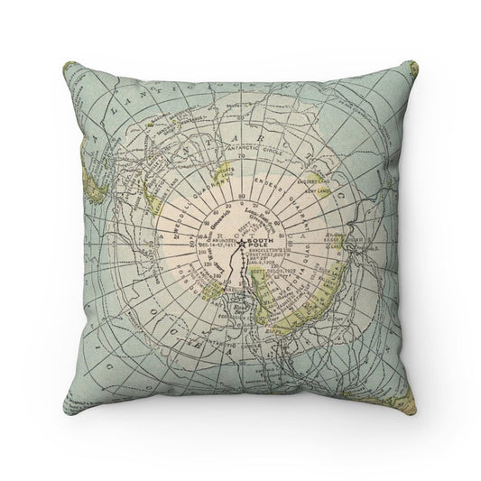 Antarctica vintage map throw pillow front view