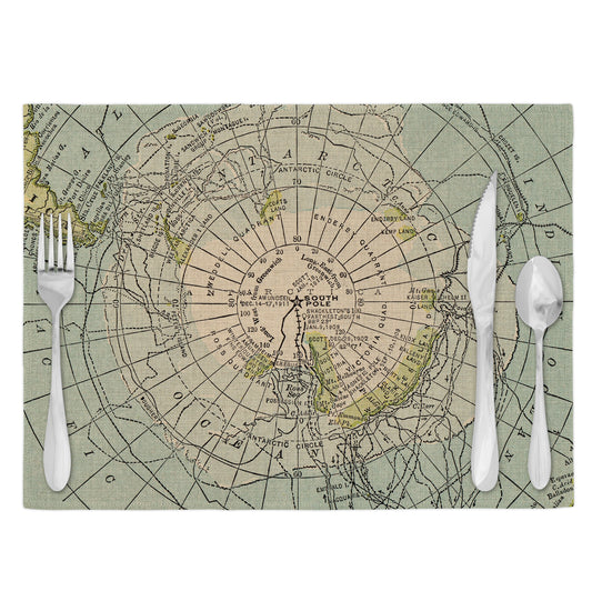 Antarctica Vintage Map Placemats Set of 4