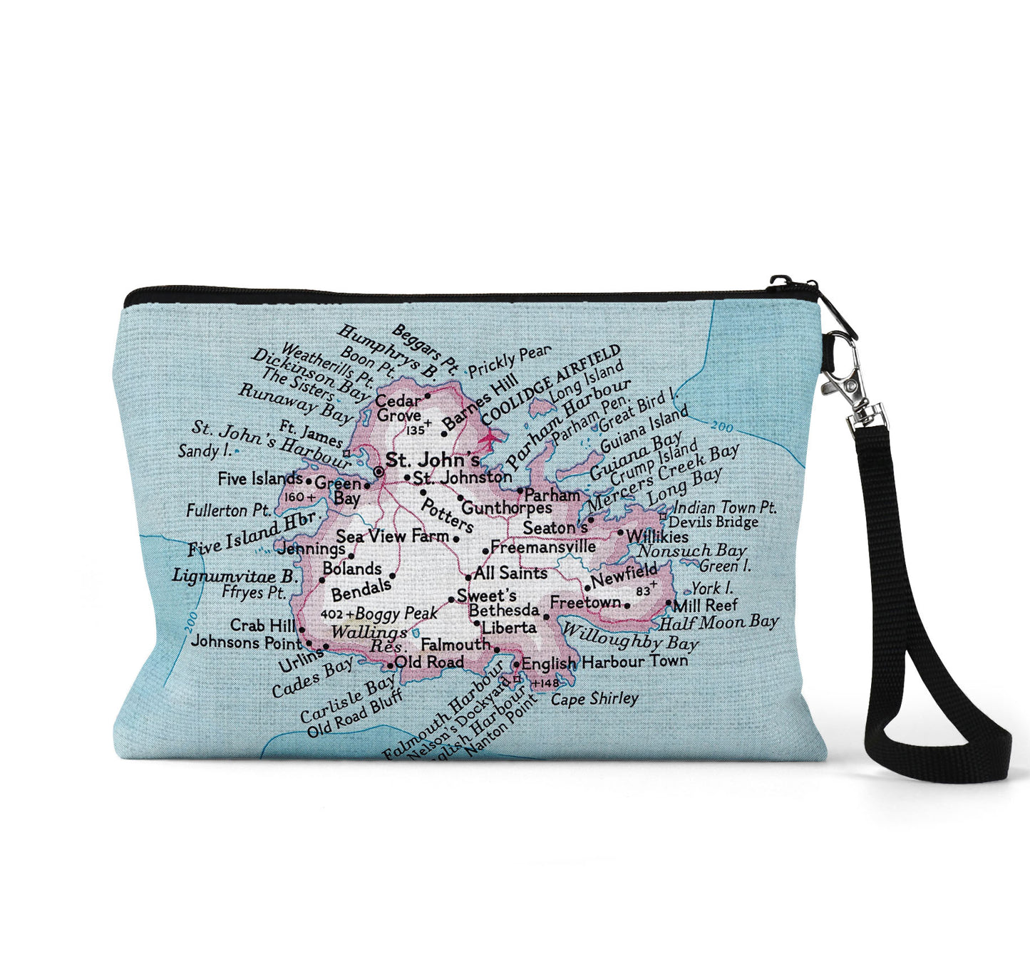 Antigua map wristlet travel pouch