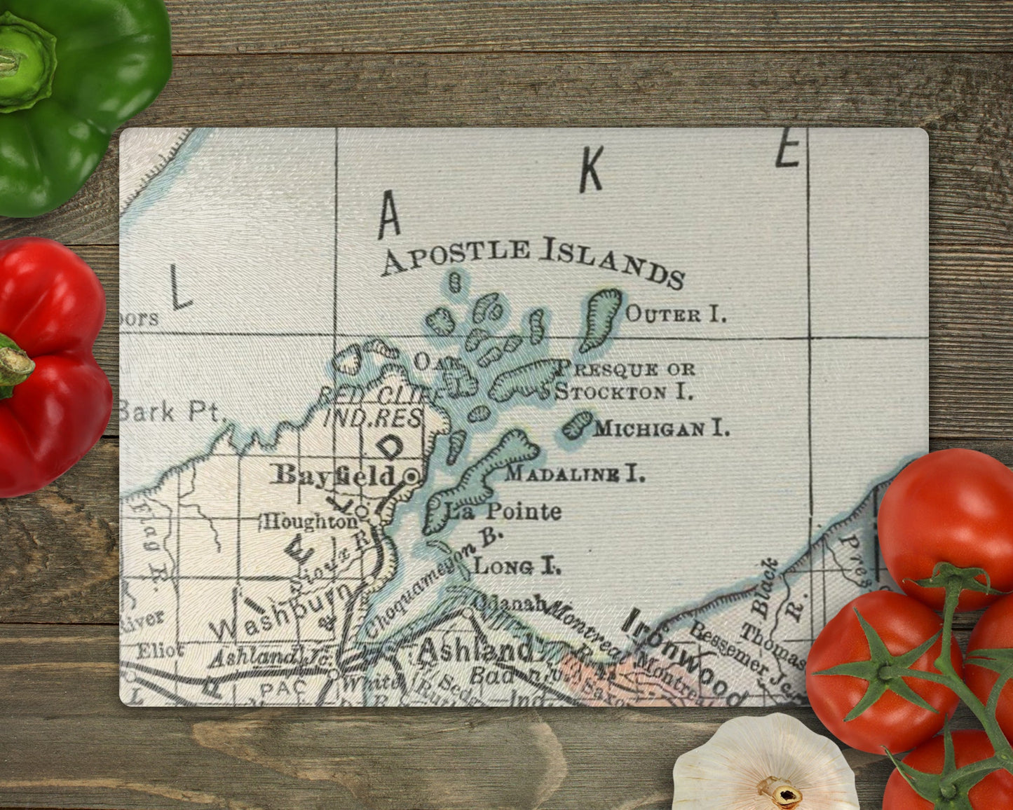 Apostle Islands Wisconsin Map Cutting Board | Travel Gift | Kitchen Decor