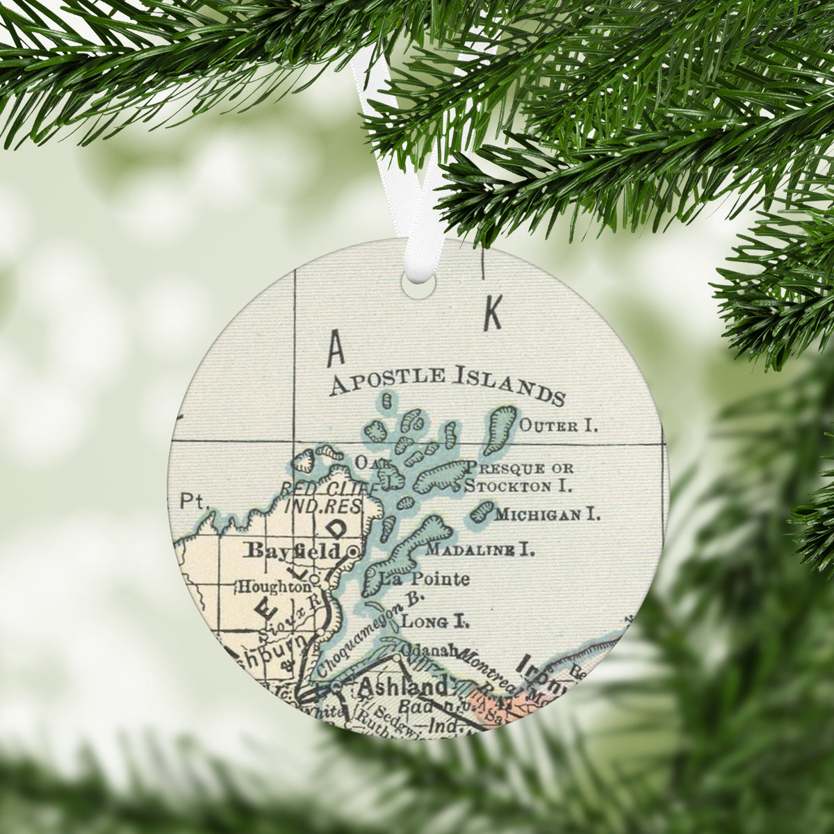 Apostle Islands Wisconsin Vintage Map Ornament