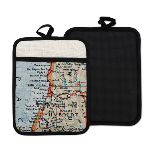 Arcata California vintage map hot pad kitchen decor