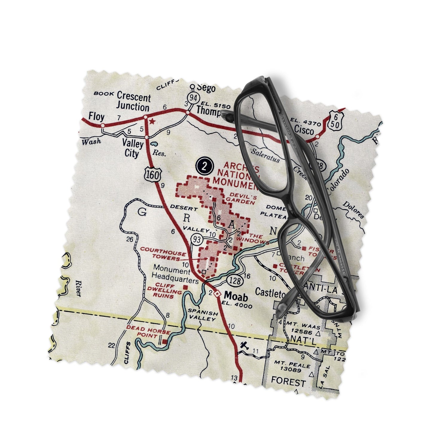 Arches National Park Map Lens Cloth | Glasses Cleaner | Travel Gift