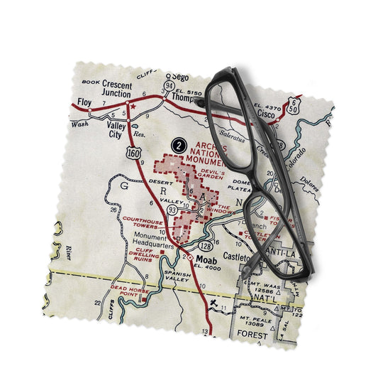 Arches National Park Map Lens Cloth | Glasses Cleaner | Travel Gift