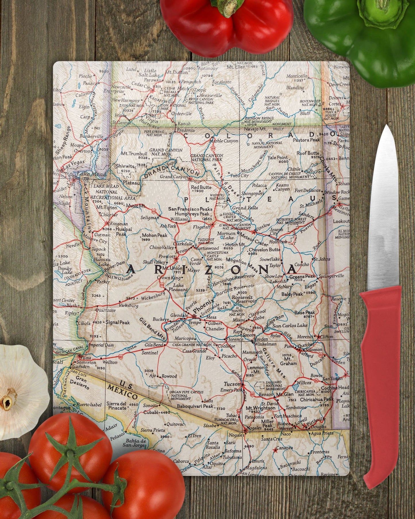Arizona Map Cutting Board | Travel Gift | Kitchen Decor
