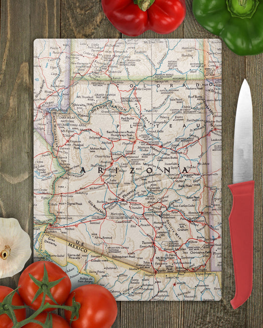 Arizona Map Cutting Board | Travel Gift | Kitchen Decor