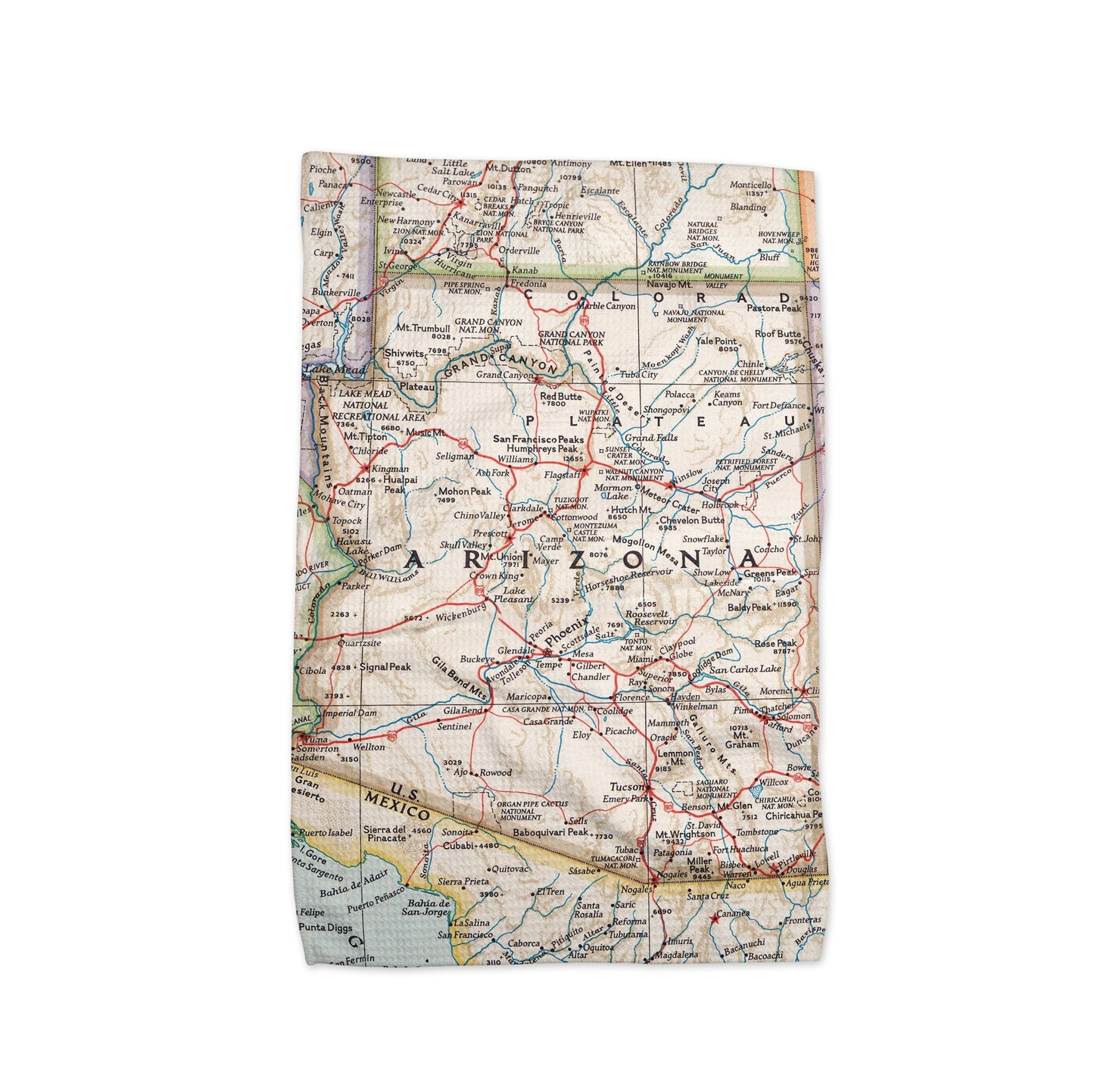Arizona Map Tea Towel | Waffle-Weave Kitchen Towel Gift