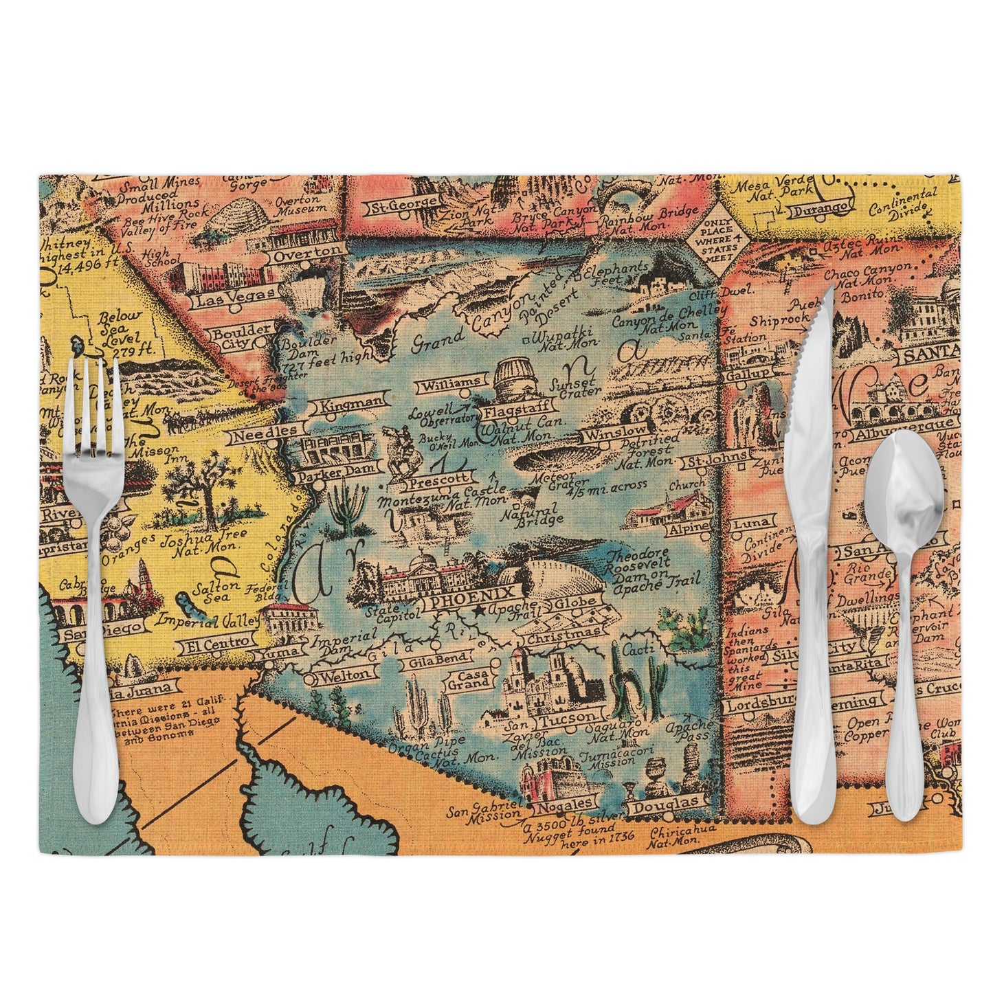 Arizona Vintage Map Placemats Set of 4