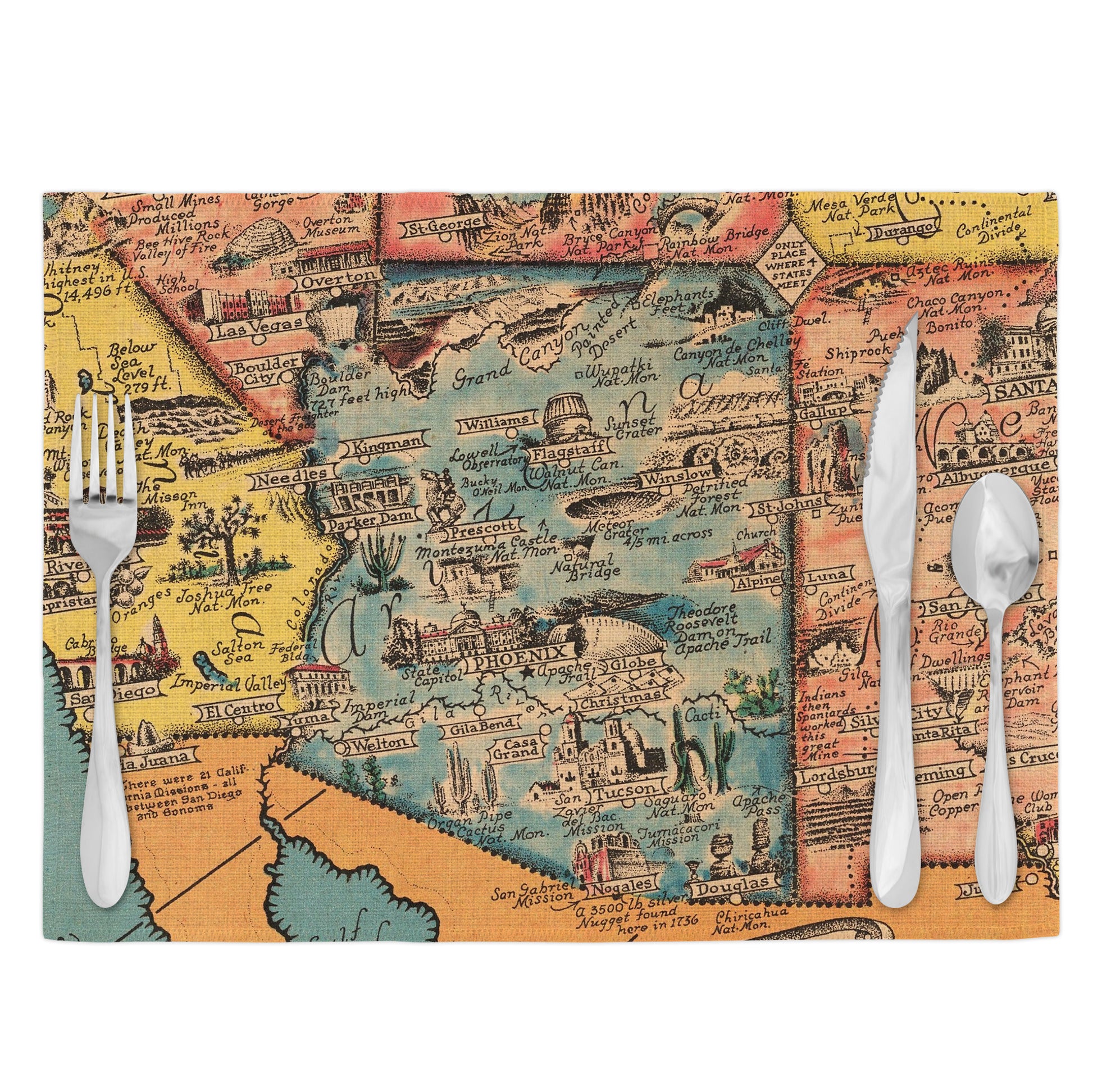 Arizona Vintage Map Placemats Set of 4