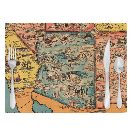 Arizona Vintage Map Placemats Set of 4