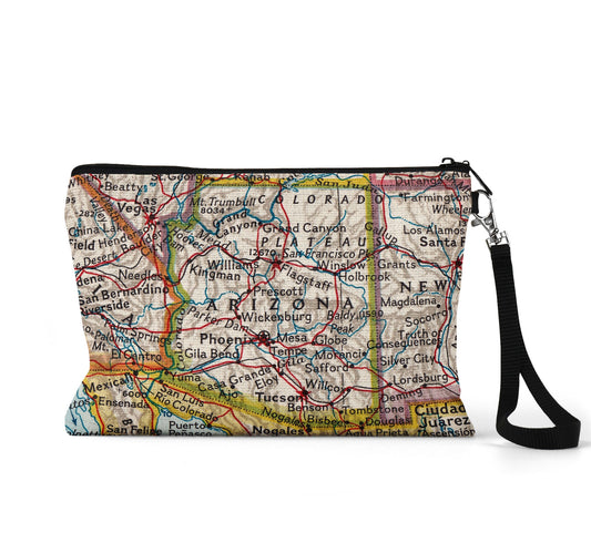 Arizona map wristlet travel pouch
