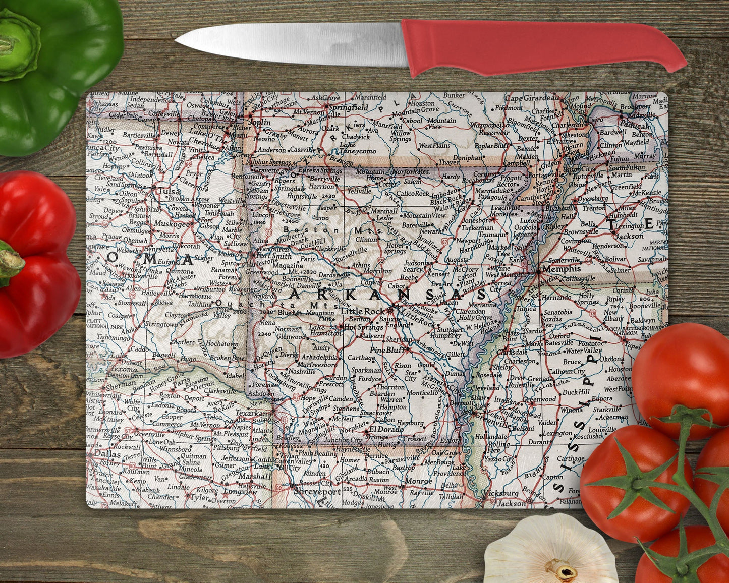 Arkansas Map Cutting Board | Travel Gift | Kitchen Decor