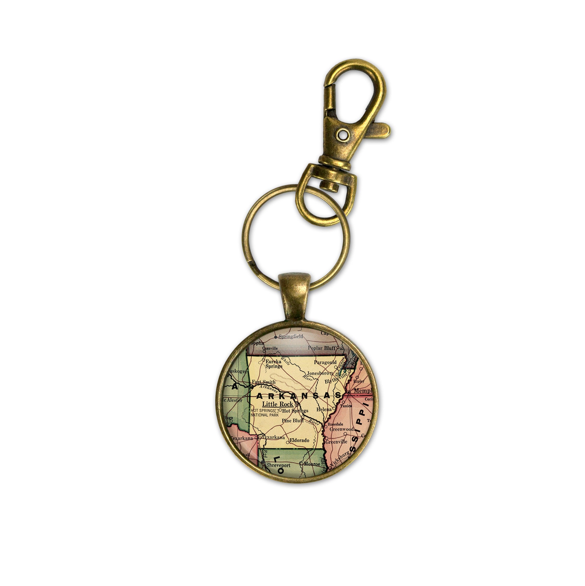 Arkansas Vintage Map Keychain