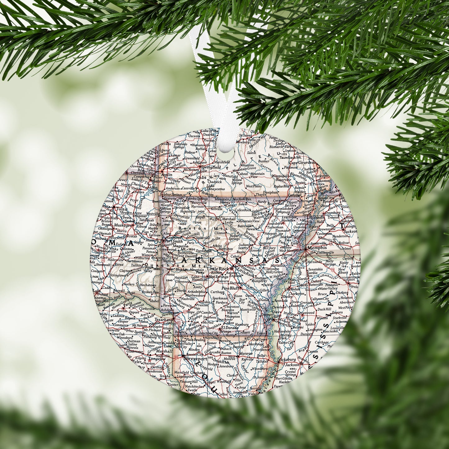 Arkansas Vintage Map Ornament