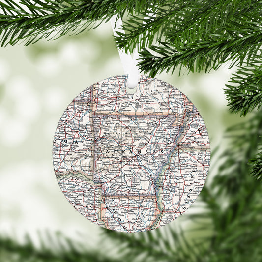 Arkansas Vintage Map Ornament