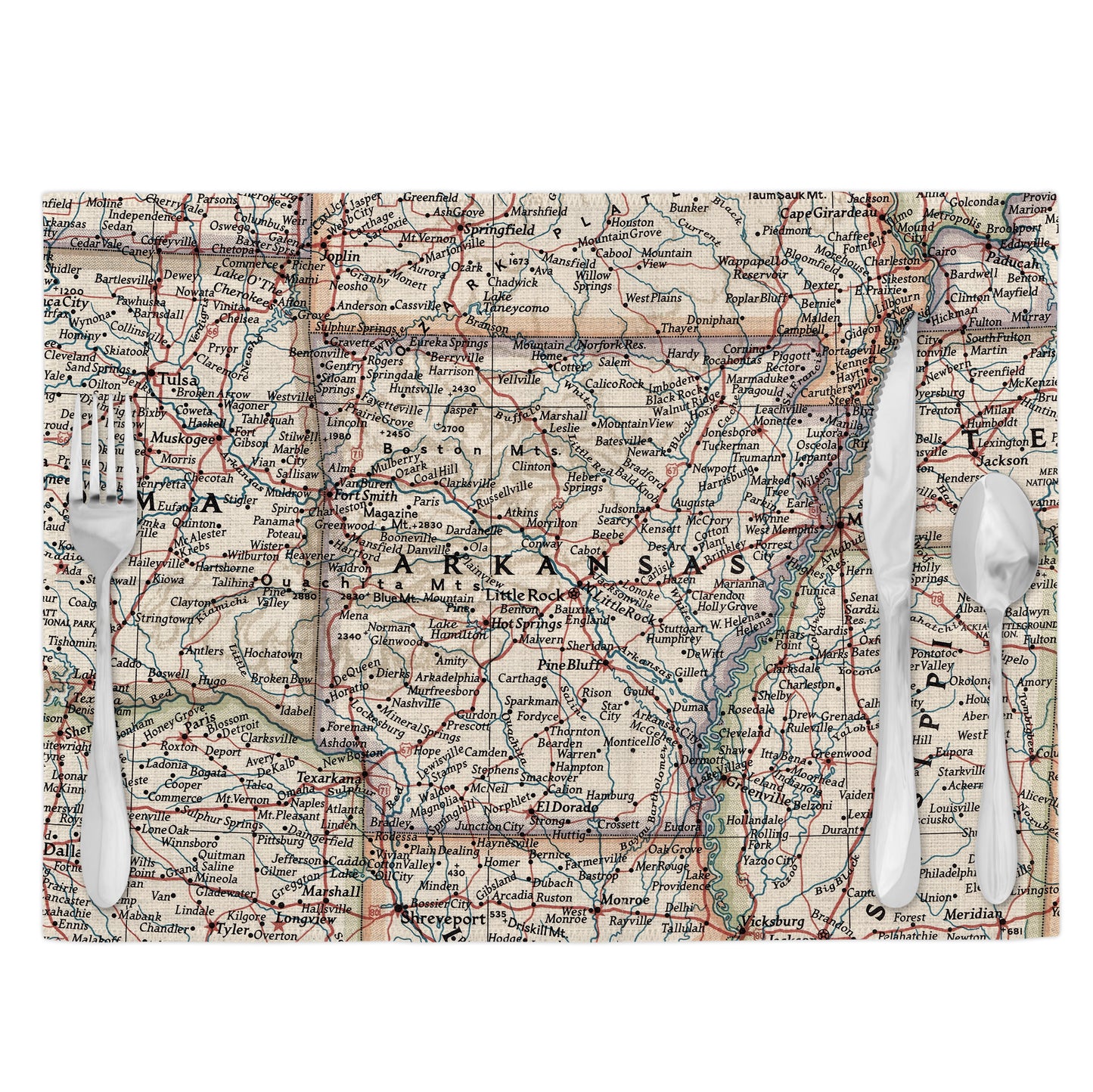Arkansas Vintage Map Placemats Set of 4